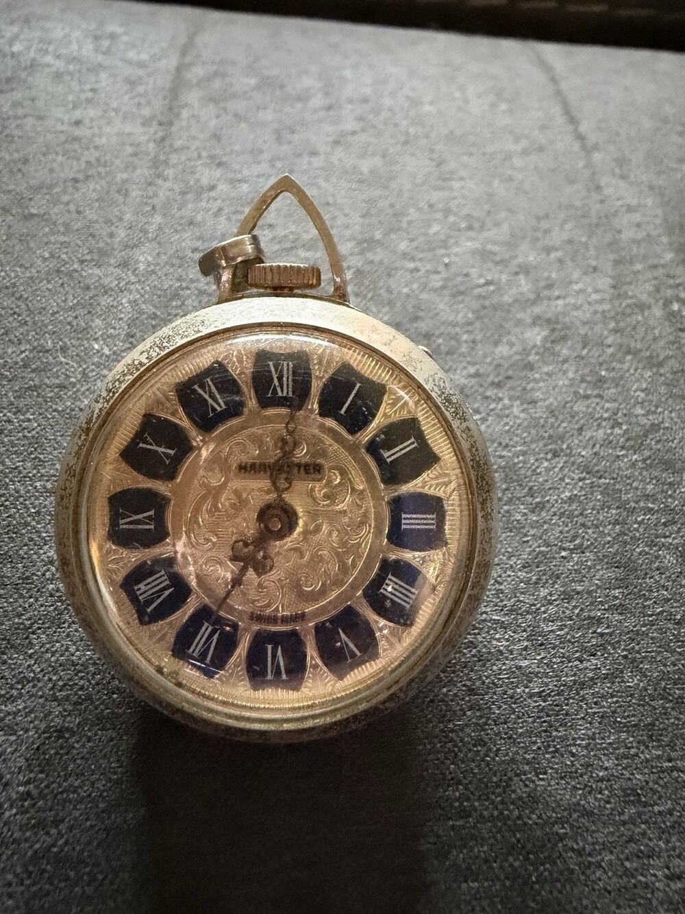 Vintage Harvester Swiss Made Pocket Watch Pendant Working Keeps Time 1950’s
